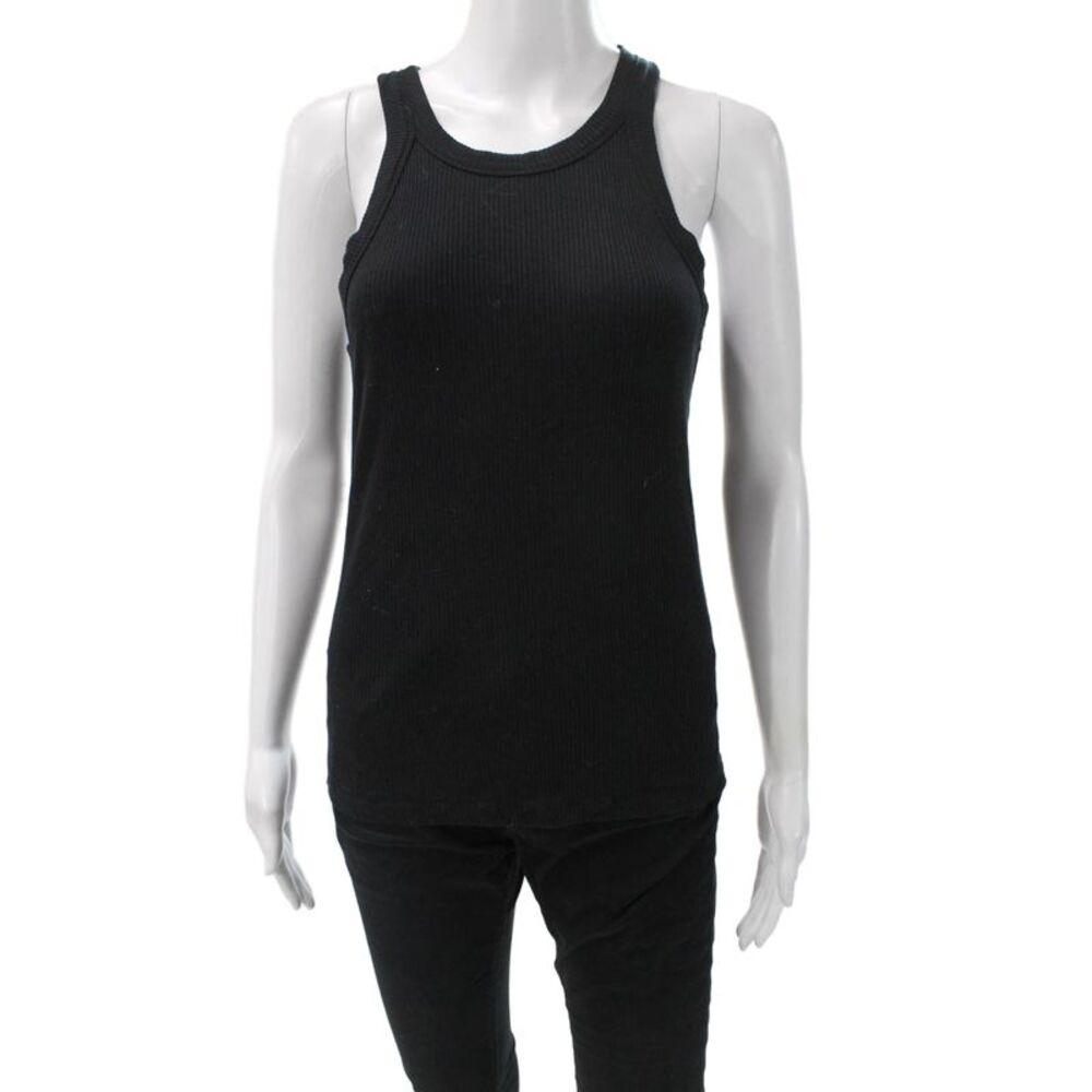 WSLY Womens Basic Sleeveless Tank Black Round Neck Tencel Summer Size XL